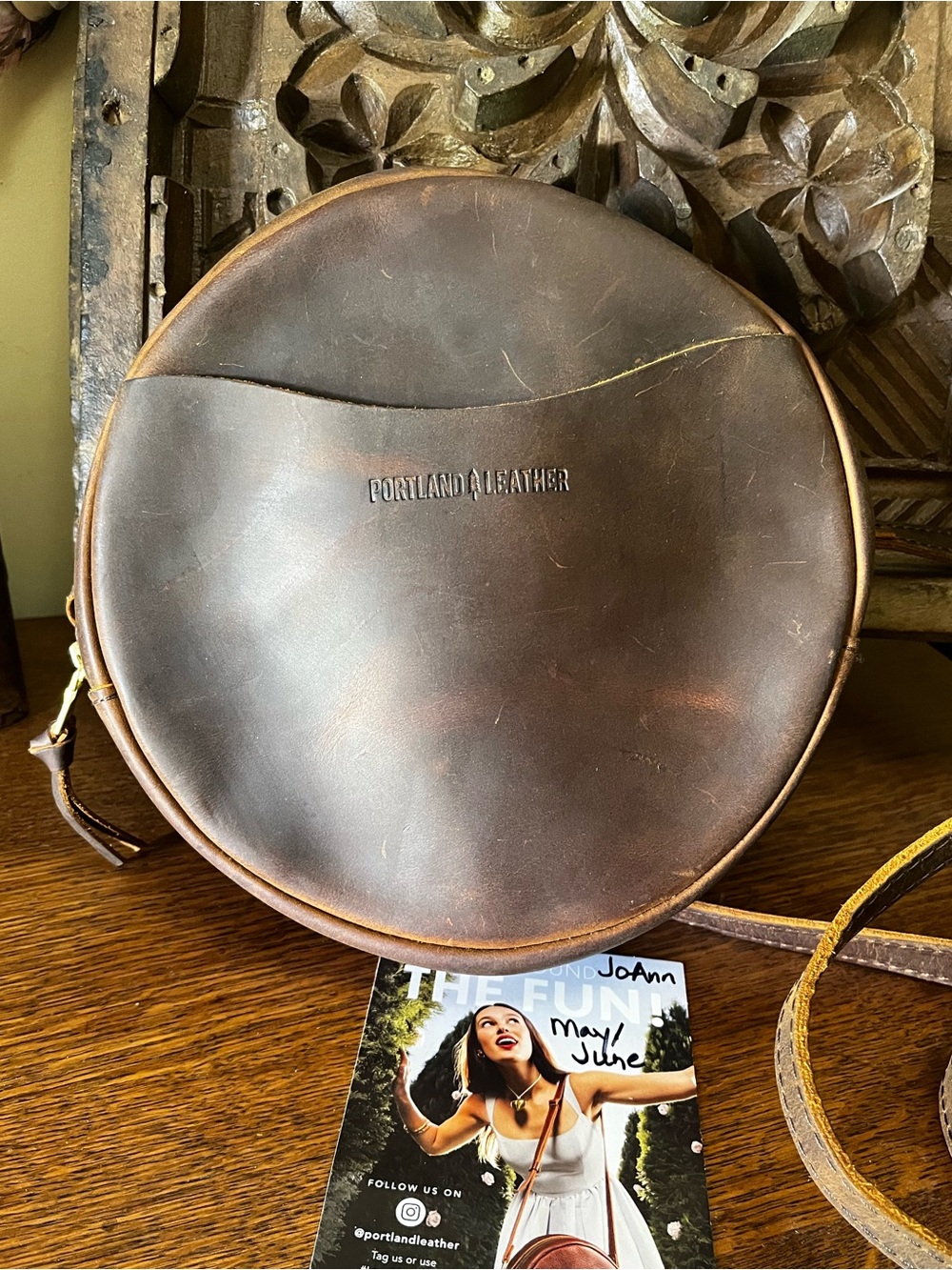 Portland Leather Canyon (Dark Brown) Large Circle Crossbody Bag Purse